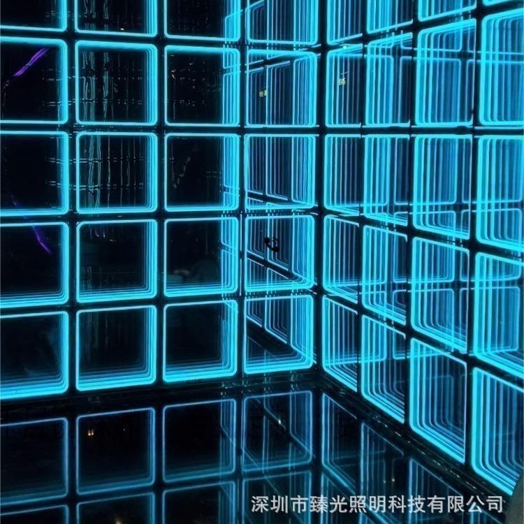 Infinite Abyss Thousand-layer Mirror Creative neon light illuminated letter advertising sign background wall LED stage light details Picture