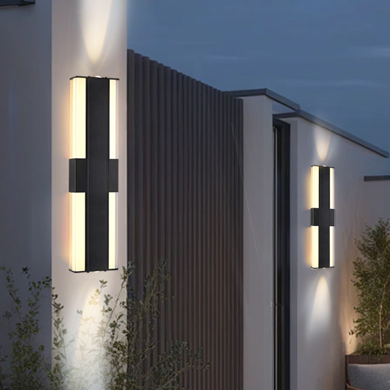Simple outdoor decoration, ultra-bright waterproof wall lamps, courtyard villa gate column lamps, up and down luminous outdoor long strip wall lamps Application Scenario