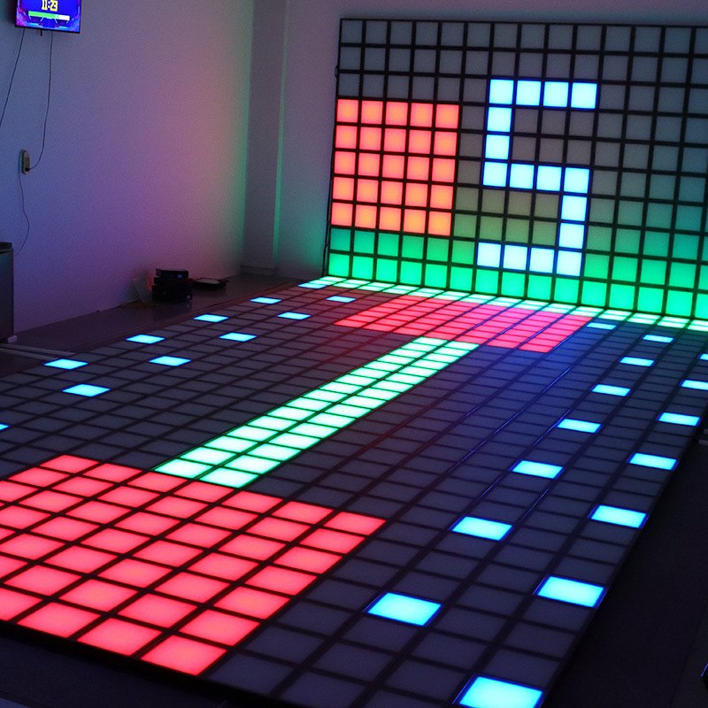 Dancing interactive square game floor tile light, shopping mall amusement park foot pedal LED jumping and dynamic grid floor light Application Scenario