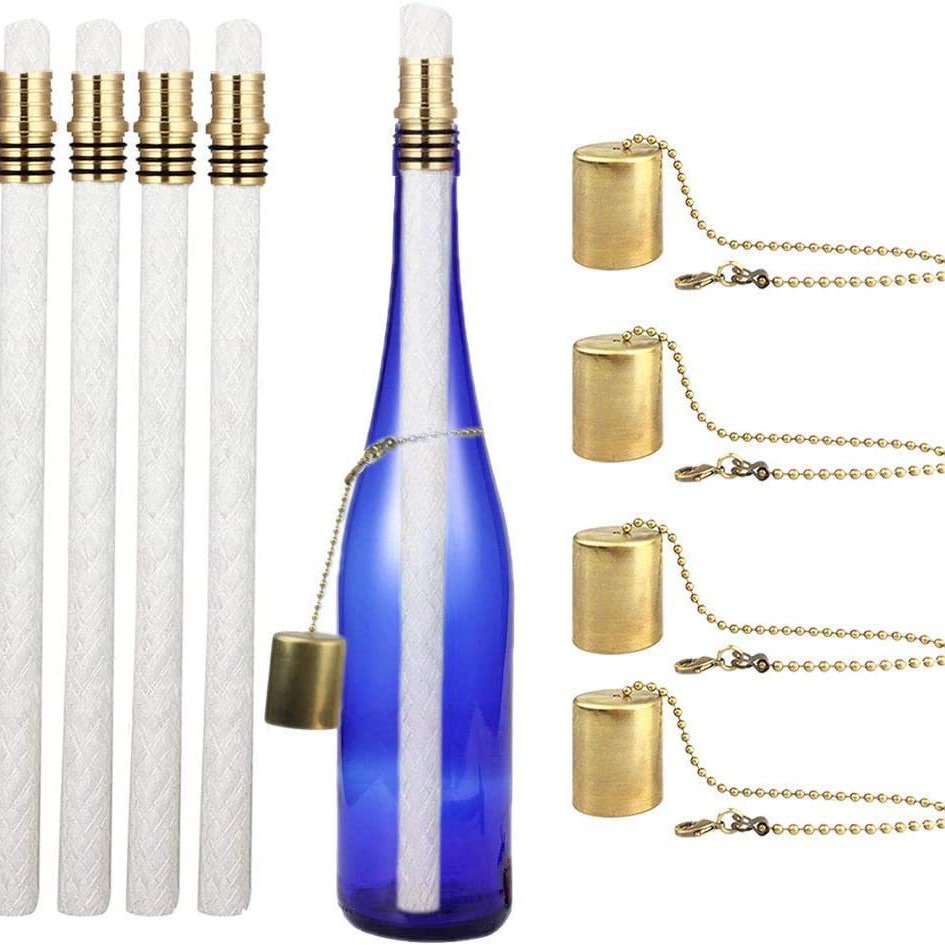 Bottle flashlight set, 4-piece set, 4 long-life flashlight cores, brass flashlight core holder full figure
