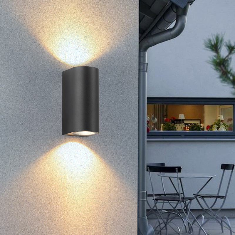 led square outdoor waterproof wall lamp Gu10, top and bottom lighting, single and double head spotlights for villa exterior walls, courtyards, balconies and corridors details Picture