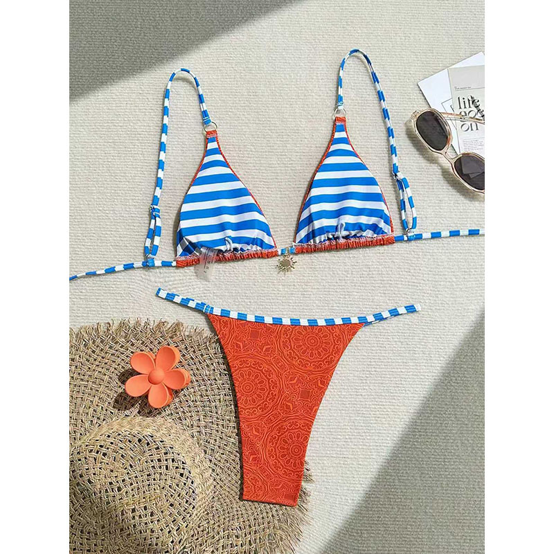 Color-Blocking Three-Point Bikini, Sexy And Hot Girl Two-Piece Swimsuit, Beach Vacation Swimsuit details Picture