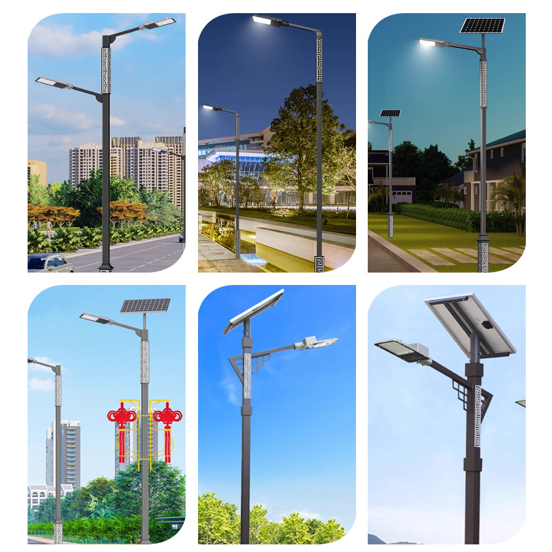 New Chinese-style LED solar street lamp, 6-meter outdoor corrugated pole street lamp, with distinctive patterns and retro landscape street lamp Application Scenario