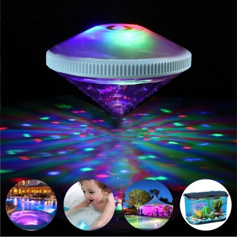 LED swimming pool lights, water float lights, seven-color swimming pool party underwater lights, decorative lights, led bathtub lights, battery seven-color lights details Picture