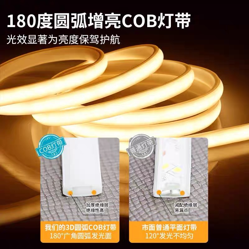 Wire-free light strip, anti-glare and anti-COB, high-voltage 220v light strip, low-voltage 24v solid rubber-coated outdoor special light strip Specification drawing