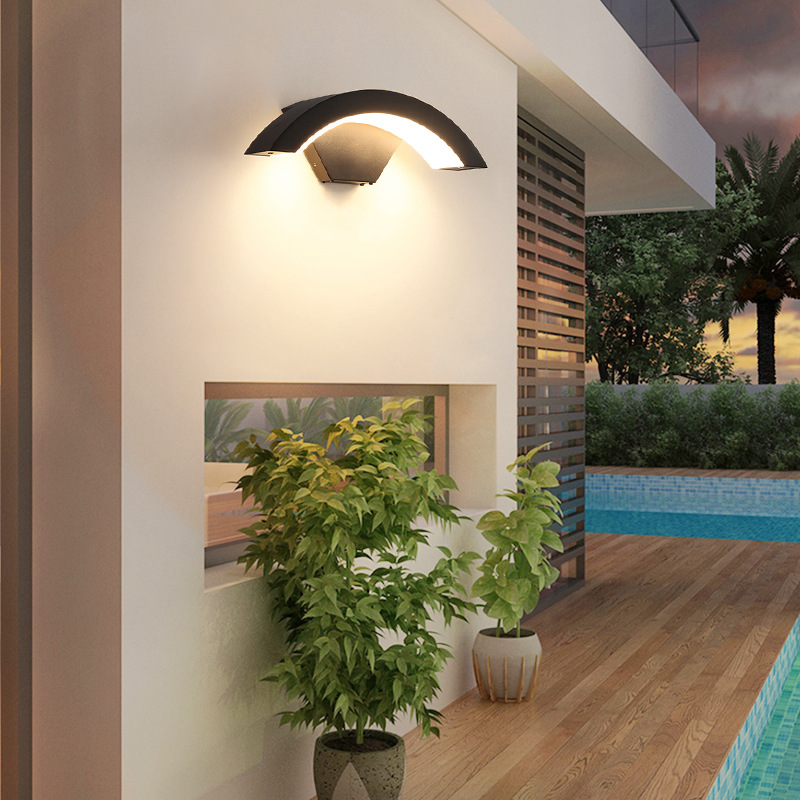 Wall lamps, staircase lights, outdoor wall-washing lights, waterproof modern and simple villa entrance human body sensor outdoor background wall lights Application Scenario
