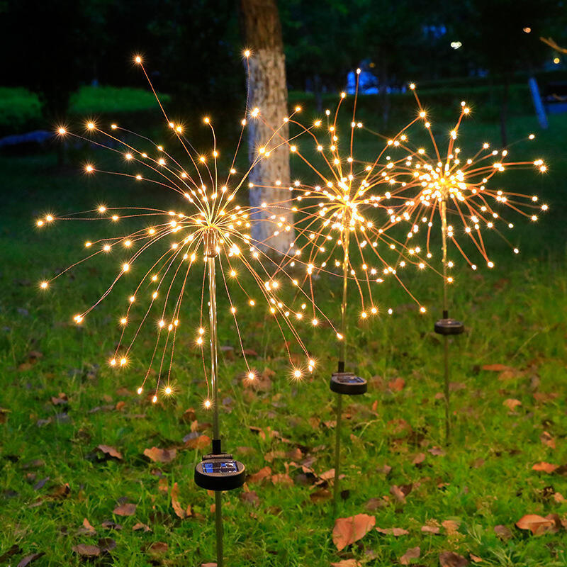 Solar-powered dandelion firework ground insert light, small courtyard decoration, garden landscape atmosphere, waterproof outdoor lawn light Application Scenario