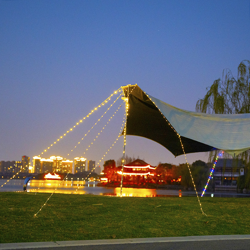 Outdoor solar camping lamp charging 2 waterproof canopy tent campsite portable hanging arrangement tape measure lamp details Picture