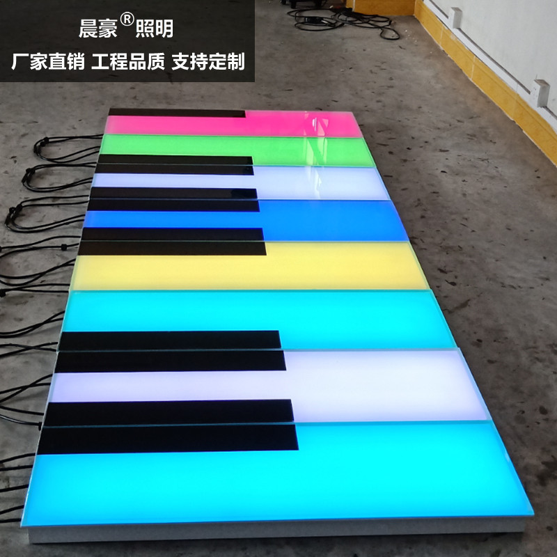 Outdoor floor piano play, naughty castle, slide, ground foot interaction, gravity sensing luminous piano floor tile light Specification drawing