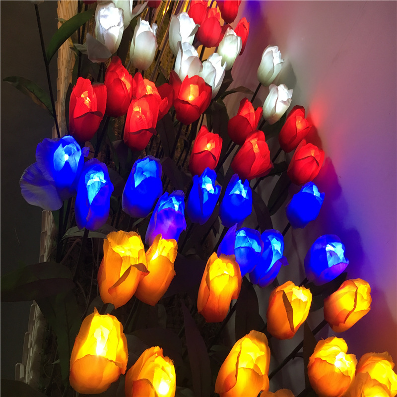 led simulation ground flower arrangement lights, rose, tulip, lawn luminous plant ground flower arrangement lights, outdoor lighting landscape lights details Picture