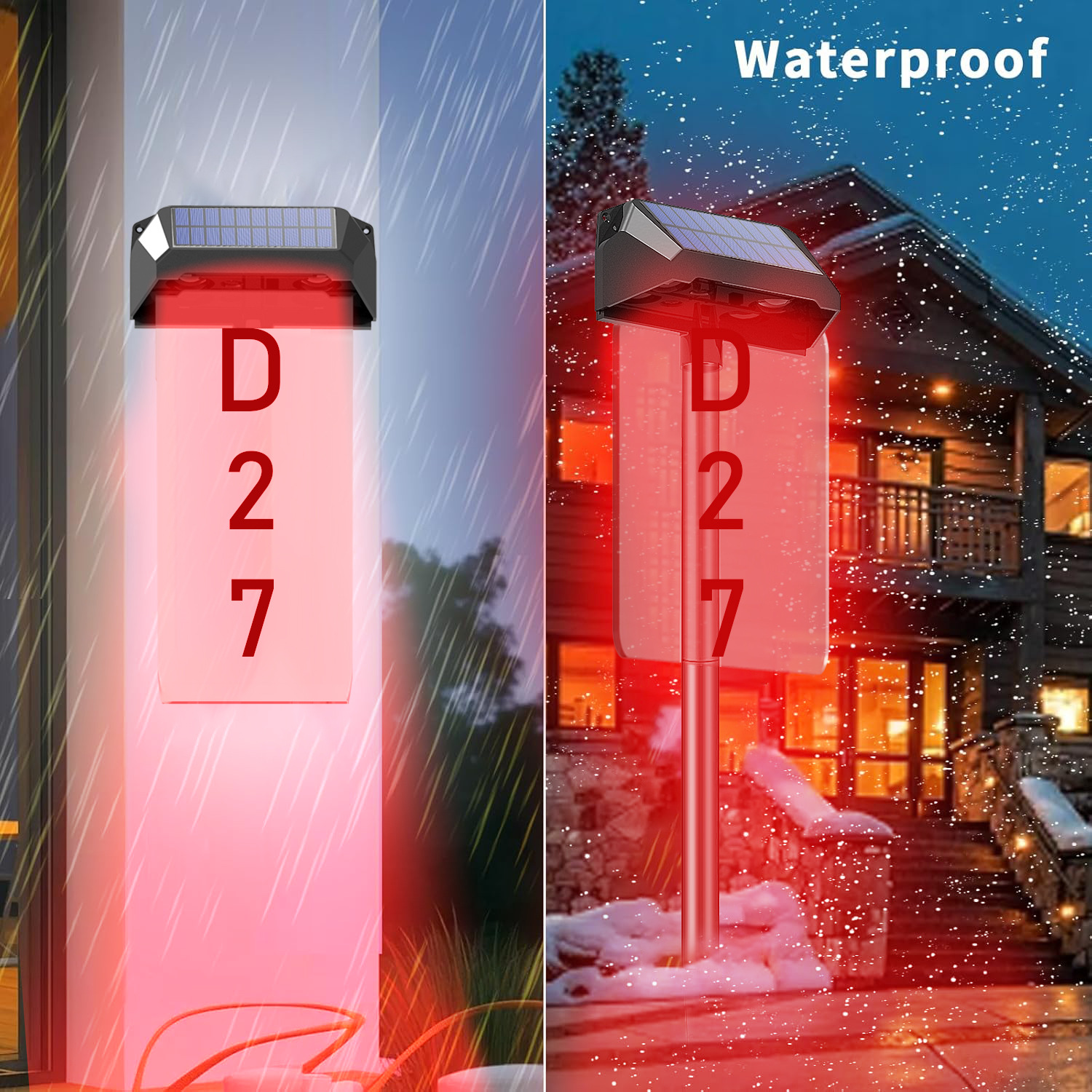 New solar digital doorplate light, household door indication digital letter license plate light, and color solar wall lamp Specification drawing