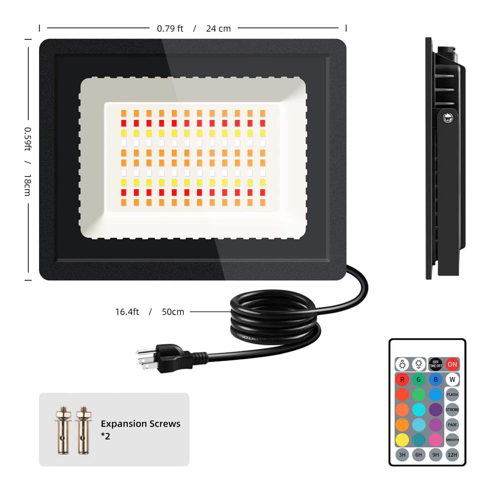 Cross-border dimming color RGB floodlights 50W 100W advertising sign lights Waterproof outdoor lighting tree spotlights details Picture