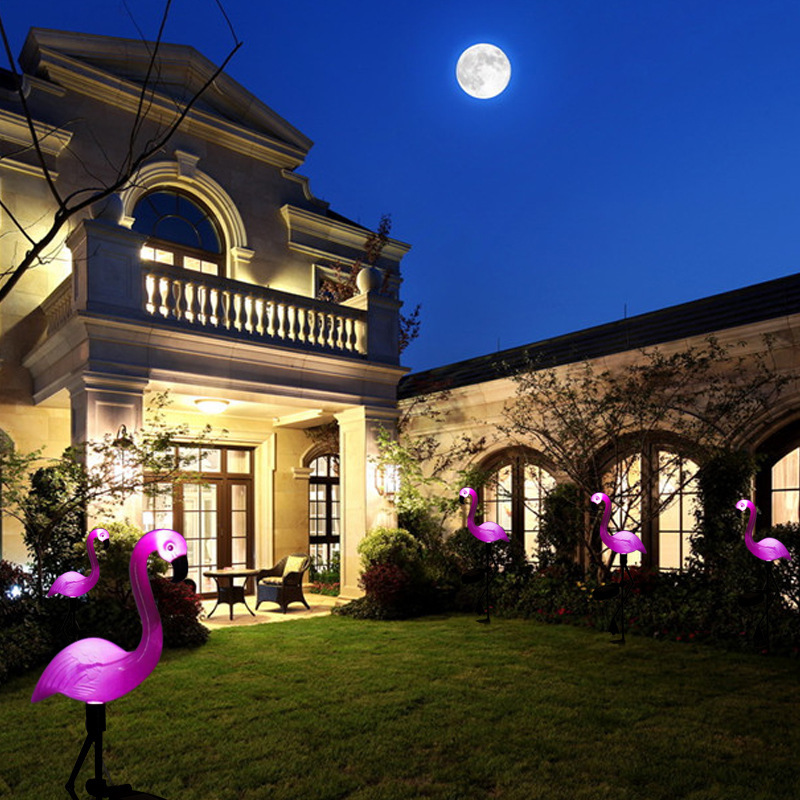 Cross-border solar lawn lights, villa courtyard lights, flamingo led one-to-three outdoor garden ground plug-in landscape lights Specification drawing