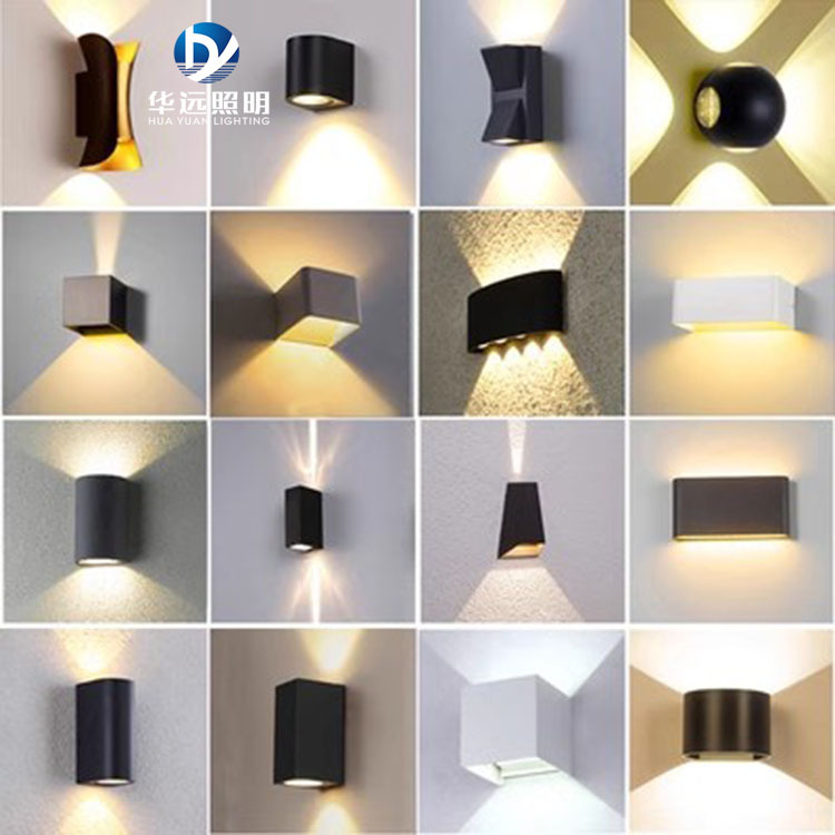 Outdoor waterproof, simple and modern square villa exterior wall, courtyard corridor, indoor double-head upper and lower wall lamps full figure