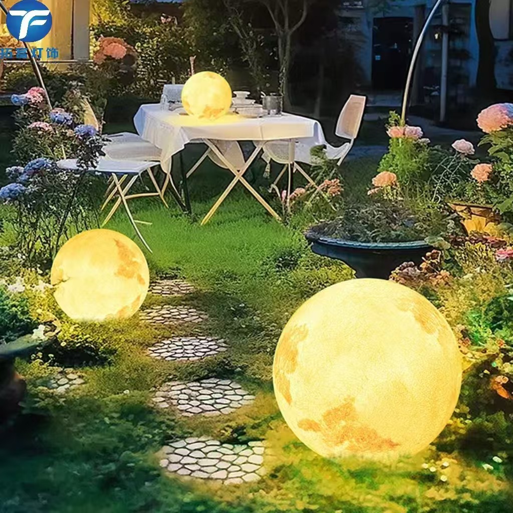 Outdoor moon lamps, scenic area camping lamps, waterproof garden lamps, solar lawn lamps, villa garden luminous spherical lamps Specification drawing