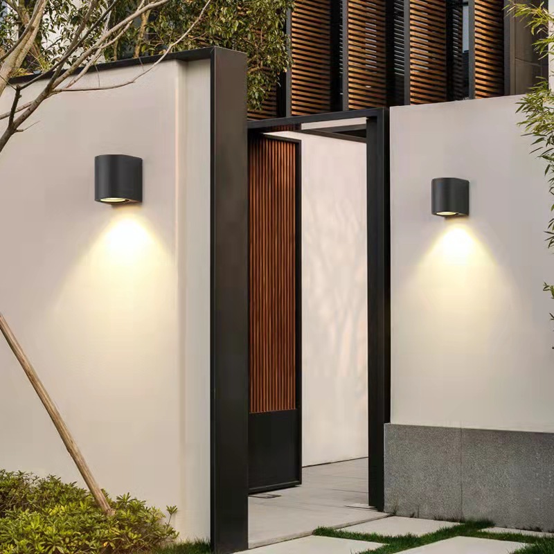 led wall lamps, outdoor waterproof, simple and modern, bedside, bedroom, balcony, staircase, villa exterior wall, double-head spotlights, warm light details Picture
