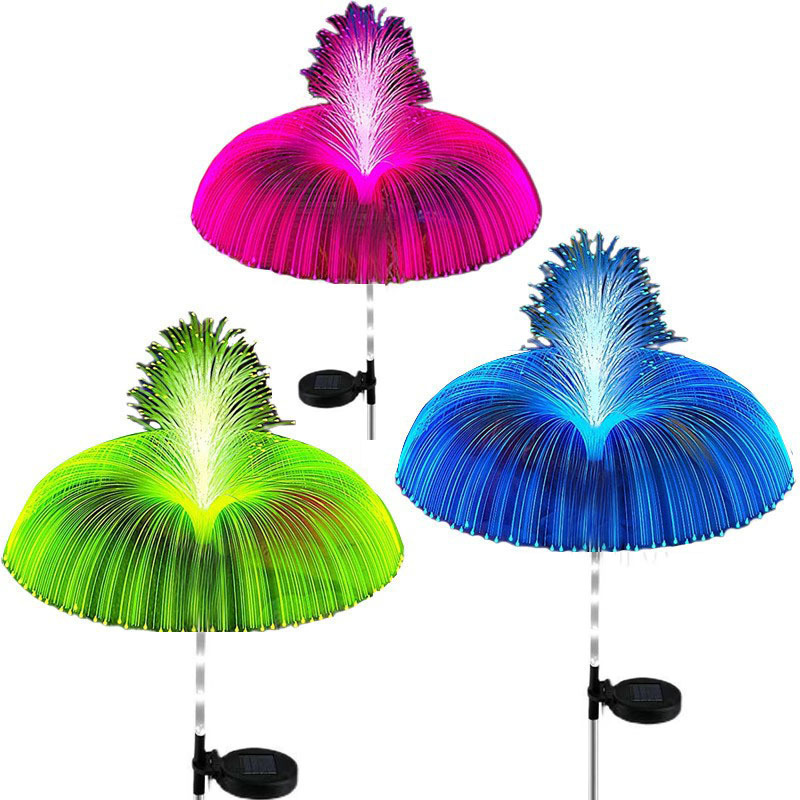Outdoor waterproof solar led optical fiber jellyfish light, ambient decorative light, courtyard garden, villa ground-mounted lawn light Item Picture