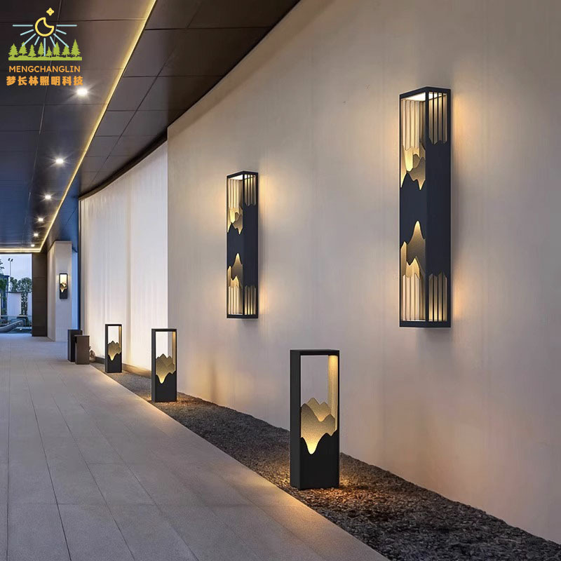 New Chinese-style Zen-style landscape wall lamps at the shop entrance, outdoor villa courtyard gate wall lamps, and entrance door wall lamps details Picture