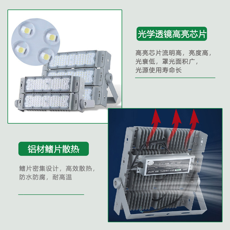 led floodlight module, tunnel light, high-intensity ultra-bright, football, basketball court, square, outdoor waterproof lighting floodlight Specification drawing