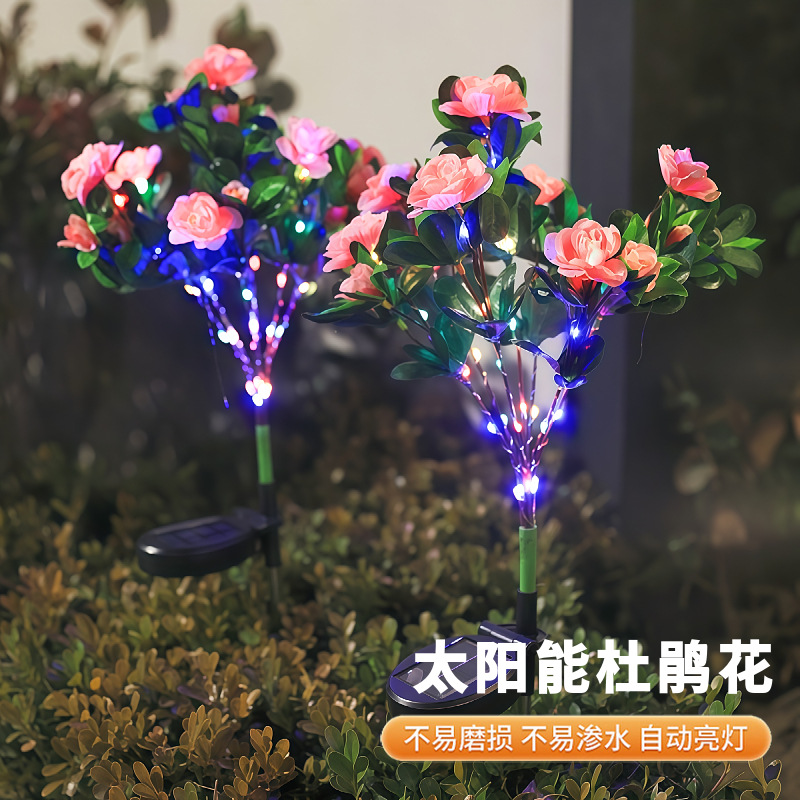 Solar LED simulation rhododendron flower lamp with 21 petals, courtyard garden decorative lamp, atmosphere decorative lawn lamp Application Scenario