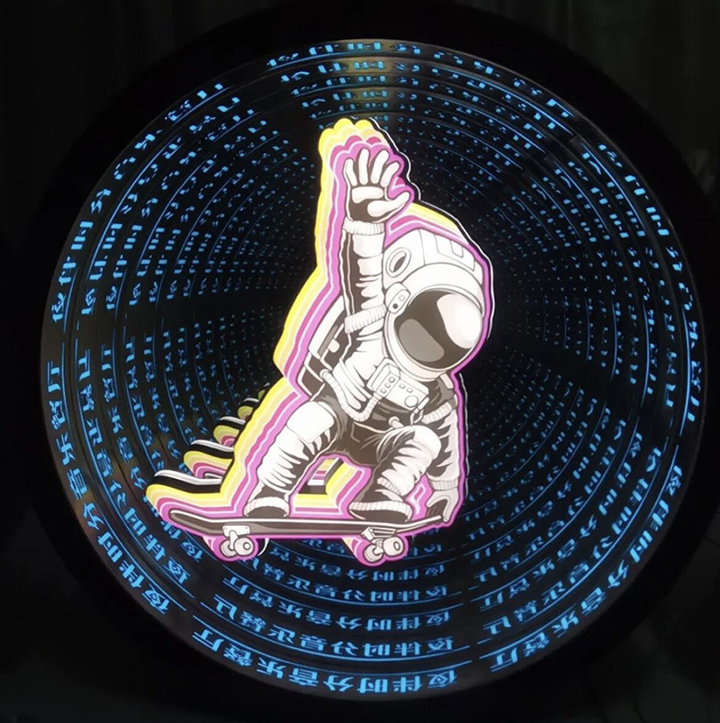 The Internet celebrity background wall, sensing 3D thousand-layer abyss mirror floor light, circular mirror surface led dancing floor tile light Application Scenario
