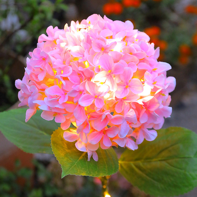 Solar-powered hydrangea ground insert lights, artificial flowers, outdoor waterproof garden, courtyard and lawn LED have entered the best-selling factory details Picture