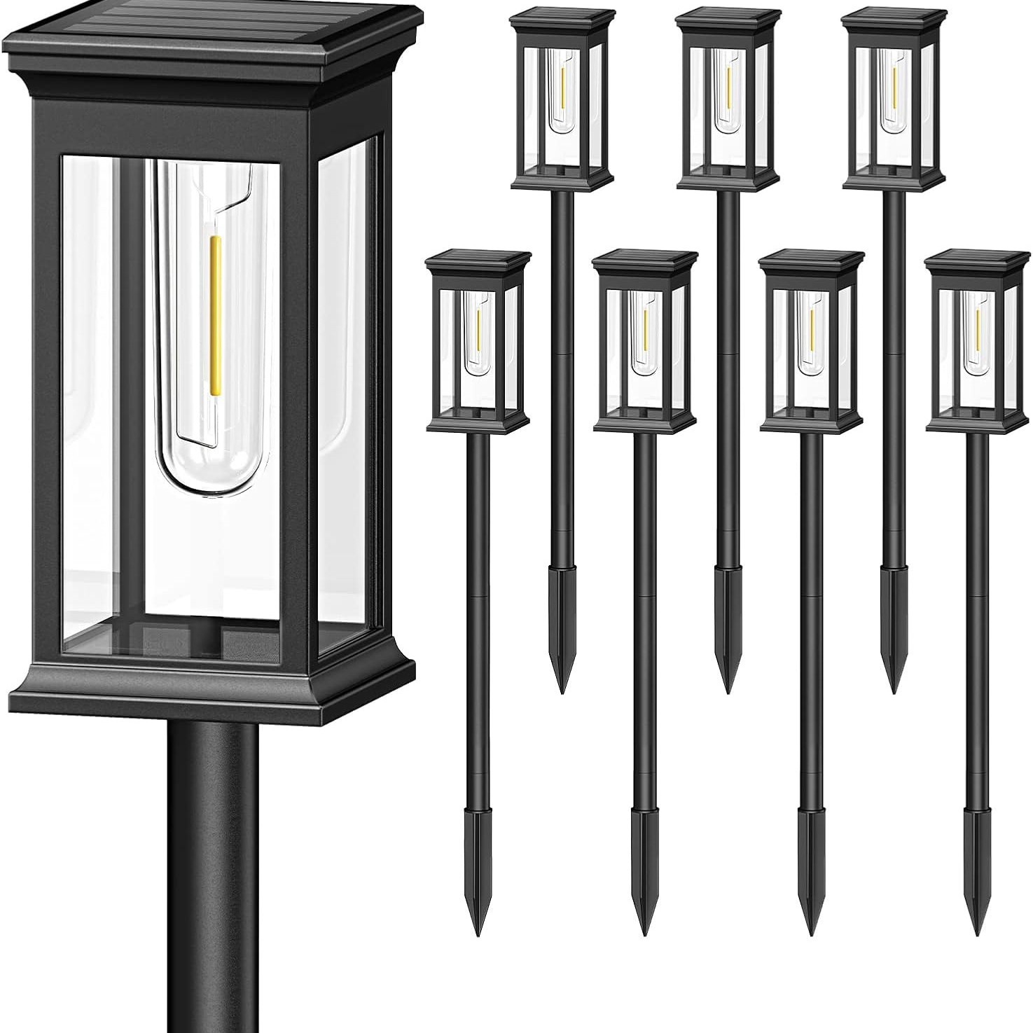 New solar tungsten filament lawn light, outdoor LED tungsten filament light, outdoor decorative ground plug light, solar lawn light Item Picture
