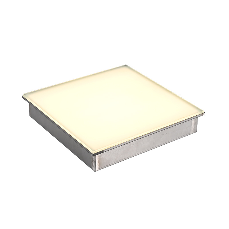 led square floor tile light, gravity human body sensor, seven-color light and sound when stepped on, outdoor tempered glass ground lamp Item Picture