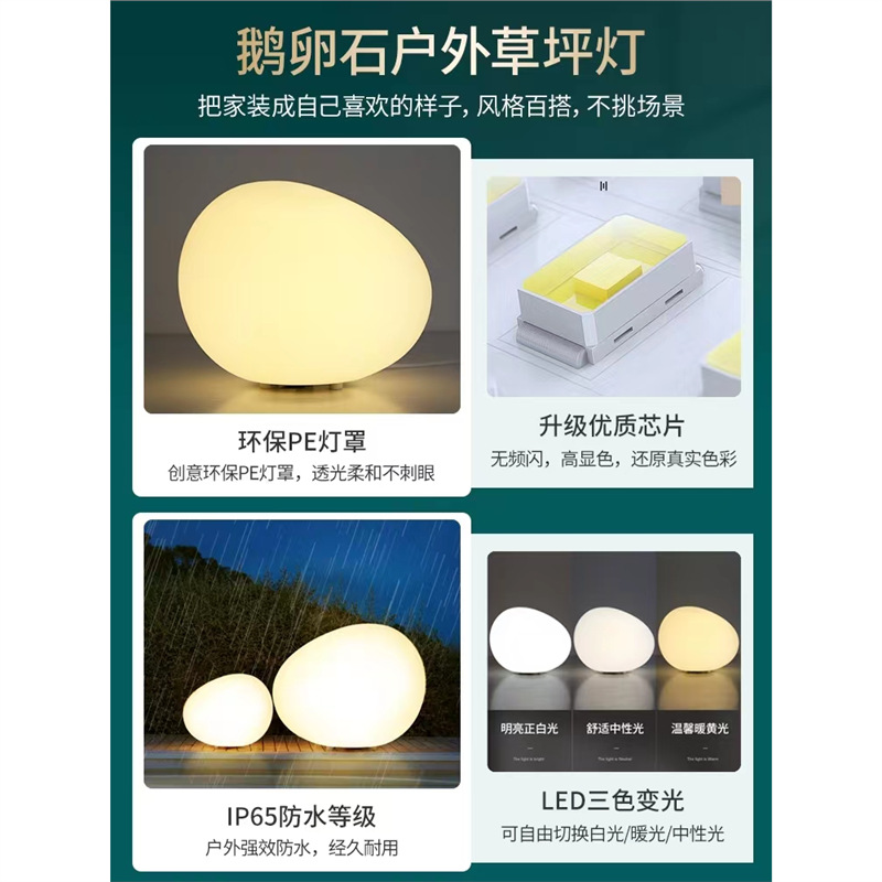 Solar-powered luminous real stone lights, outdoor waterproof courtyard lawn ground insert lights, landscape pebble lights, and landscaping lights Application Scenario