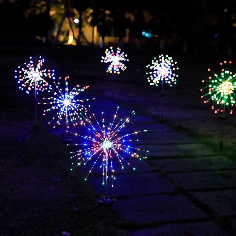 Solar smoke flower light string, outdoor courtyard garden, lawn, dandelion lamp, atmosphere decoration, color light factory, one piece wholesale Specification drawing