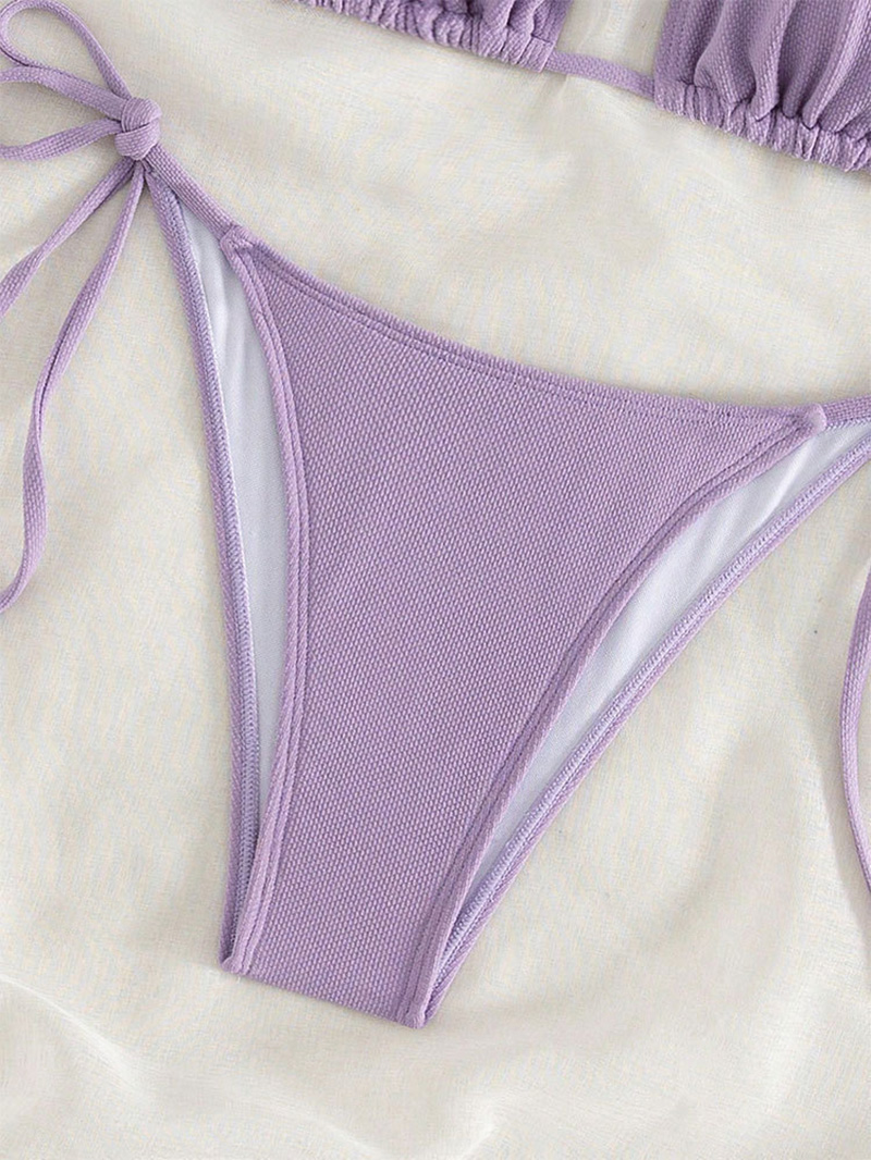 Solid-Color Two-Piece Swimsuit, Candy-Colored Ladies' Tie, Fresh And Sexy Bikini Application Scenario