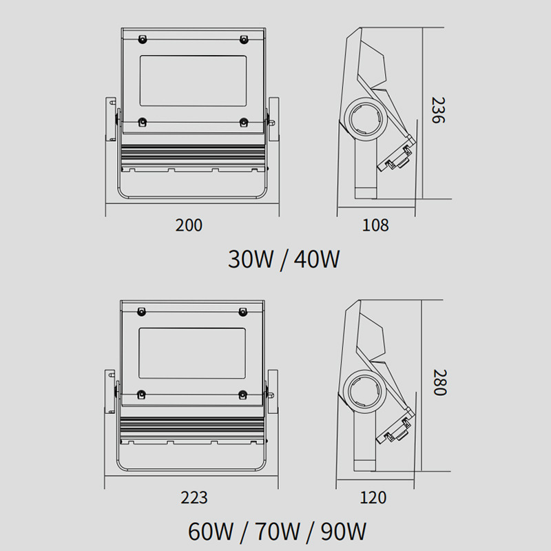 LED high-power floodlights, stadium, wharf, tunnel lighting, floodlights, outdoor construction site waterproof floodlights Specification drawing