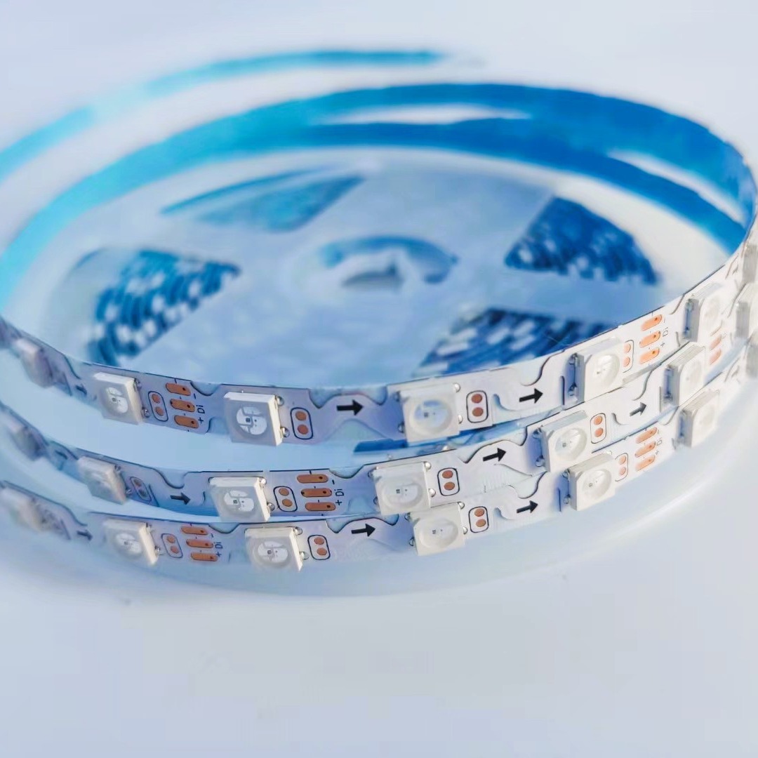 S-shaped 6mm full-color light strip, 60 lights, 6812 single-point single-control high-brightness copper bracket, illuminated characters, color-changing running horse light strip Item Picture