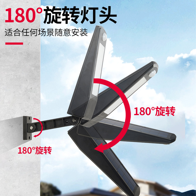Solar-powered courtyard garden outdoor lamp, integrated wall lamp, waterproof, adjustable, ultra-bright human body sensor lighting street lamp Application Scenario