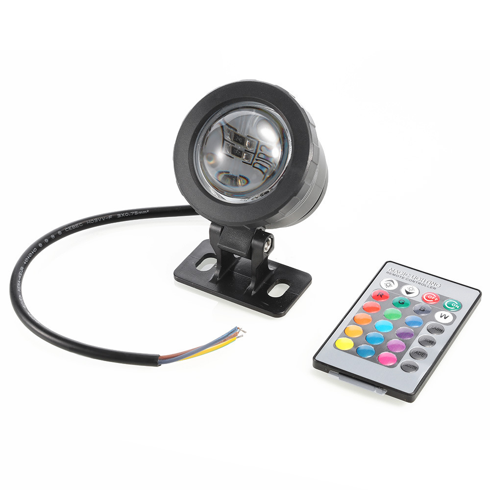 Cross-border e-commerce best-selling 5W and 10W RGB underwater lights, seven-color remote-controlled underwater lights, park and square landscape spotlights details Picture