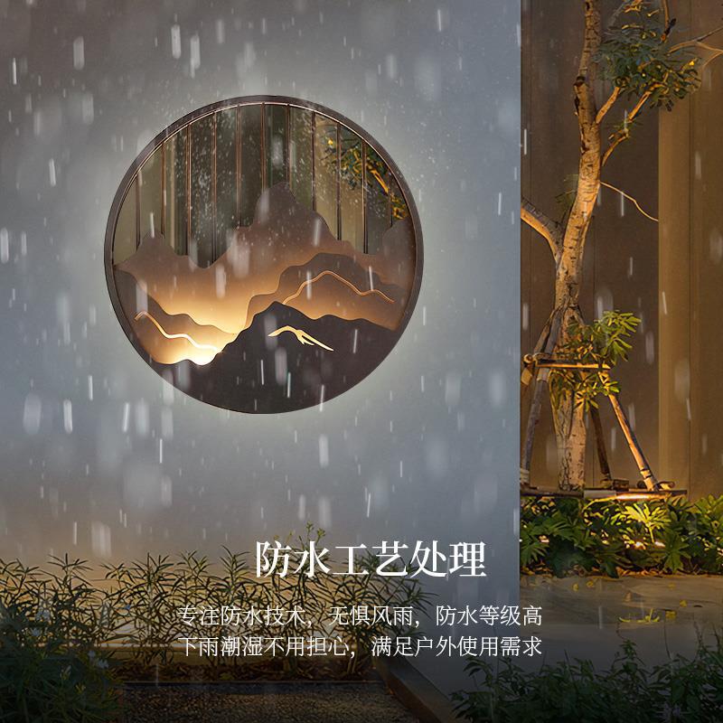 Outdoor garden villa wall lamps, outdoor waterproof courtyard landscape decoration, garden fence design, Chinese-style courtyard murals details Picture