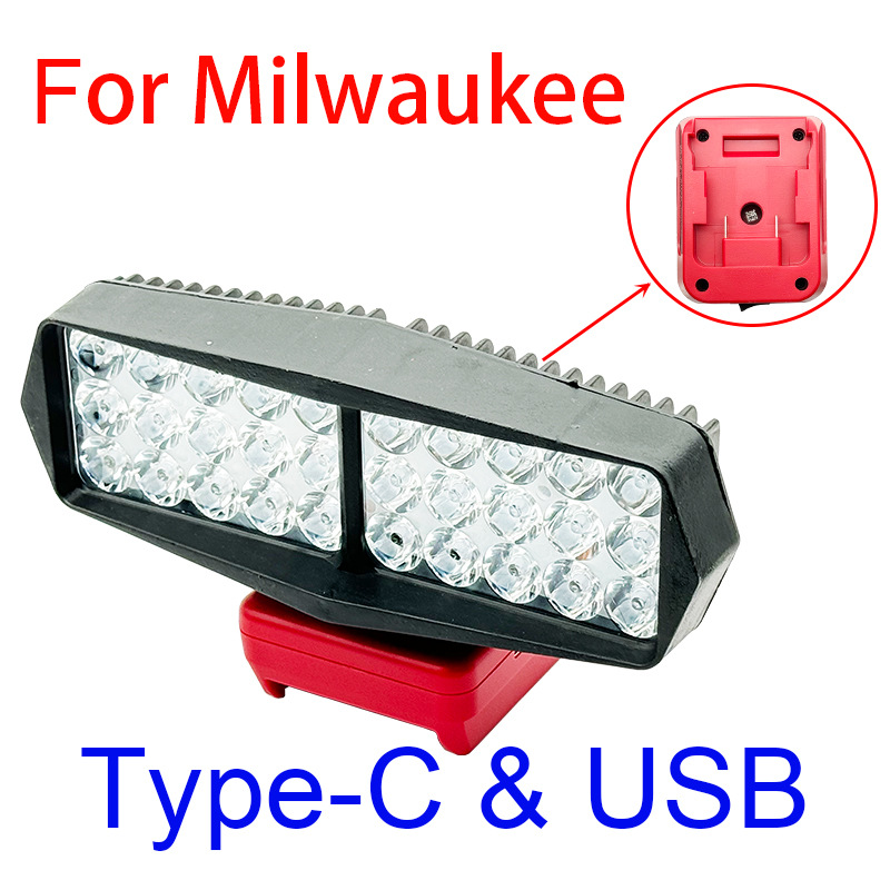 The 30LED work light strip USB&Type-C output is compatible with Makita Dewei Bosch Mivoch 18V lithium battery Specification drawing