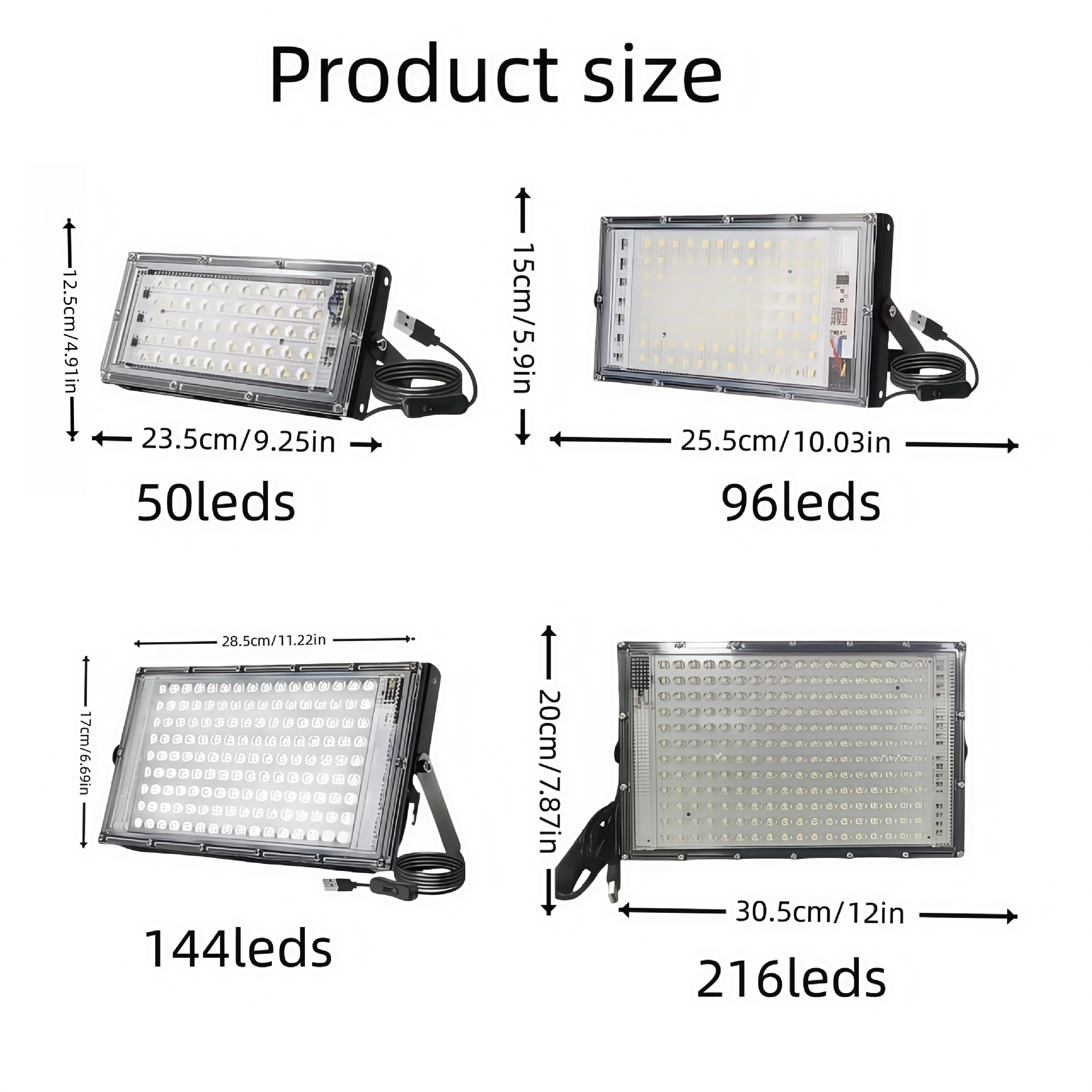 50/96/144/216 LED floodlight, LED5VUSB plug, advertising sign floodlight, outdoor lighting fixtures Item Picture
