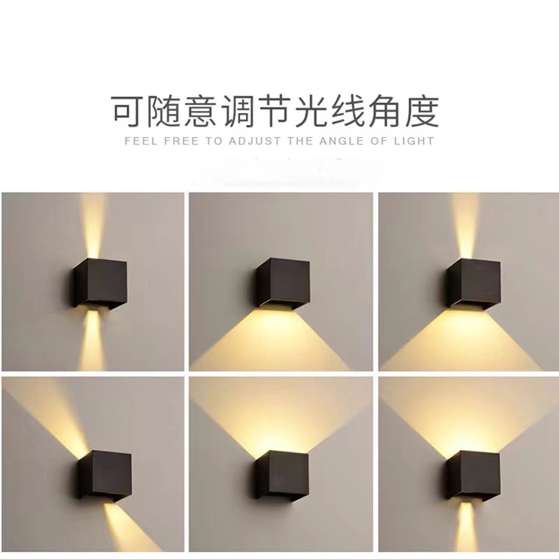 Factory wholesale LED outdoor waterproof wall lamps, modern and simple square living room and bedroom bedside lamps, manual adjustable lighting Application Scenario