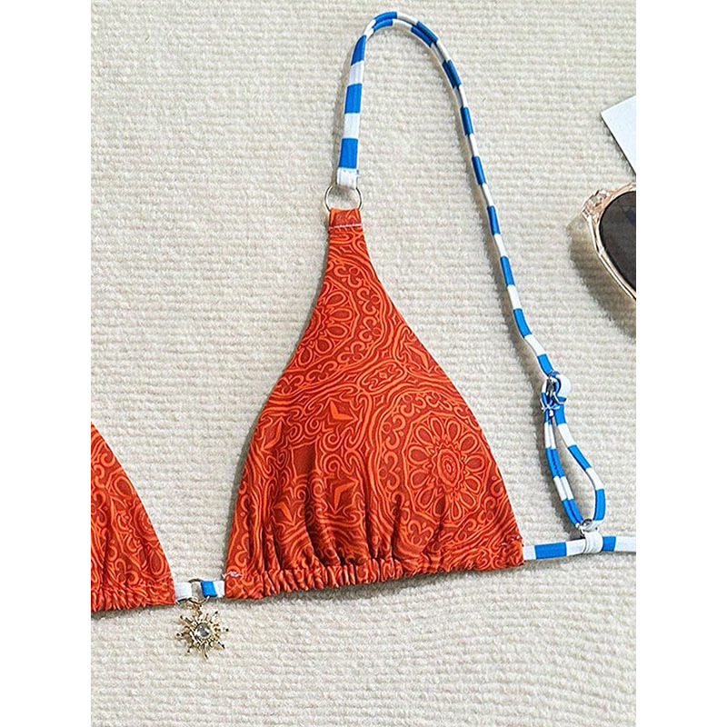 Color-Blocking Three-Point Bikini, Sexy And Hot Girl Two-Piece Swimsuit, Beach Vacation Swimsuit Specification drawing