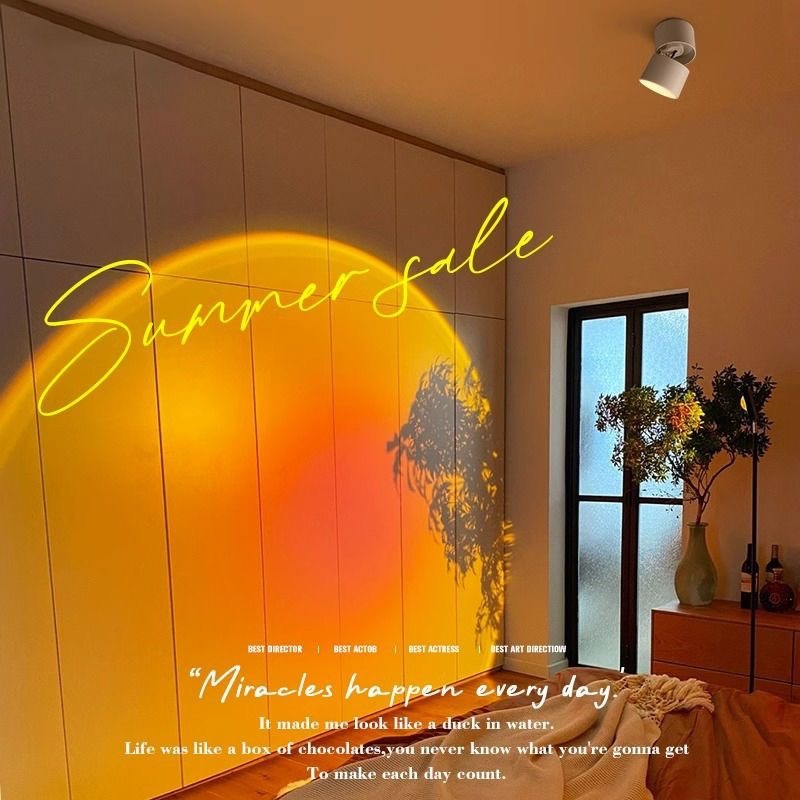 The "Never Sets Sun" spotlights are popular in the entrance hall, wall-washing, home living room, corridor, exposed hills, sunset atmosphere, and a circular shape Application Scenario