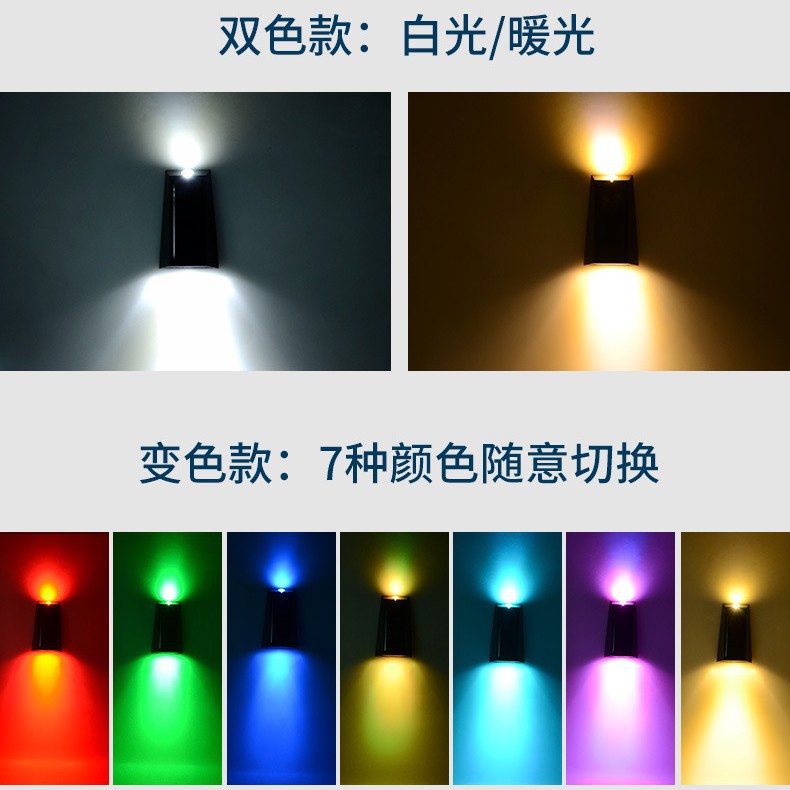 Solar wall-washing lights, wall lamps, outdoor fence and enclosure lights, garden villa decoration RGB courtyard lights that emit light up and down Application Scenario