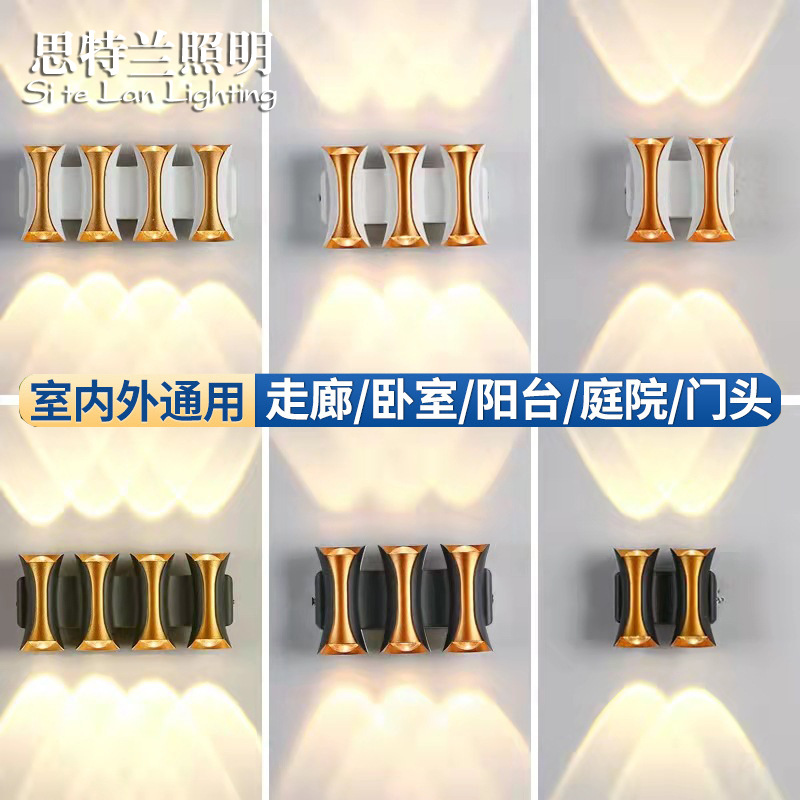 LED outdoor wall lamps, hotel fence double-head exterior wall lamps, door column balcony double-head small waist wall lamps, background wall lamps full figure
