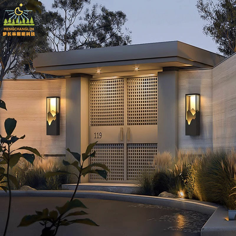 New Chinese-style Zen-style landscape wall lamps at the shop entrance, outdoor villa courtyard gate wall lamps, and entrance door wall lamps Application Scenario