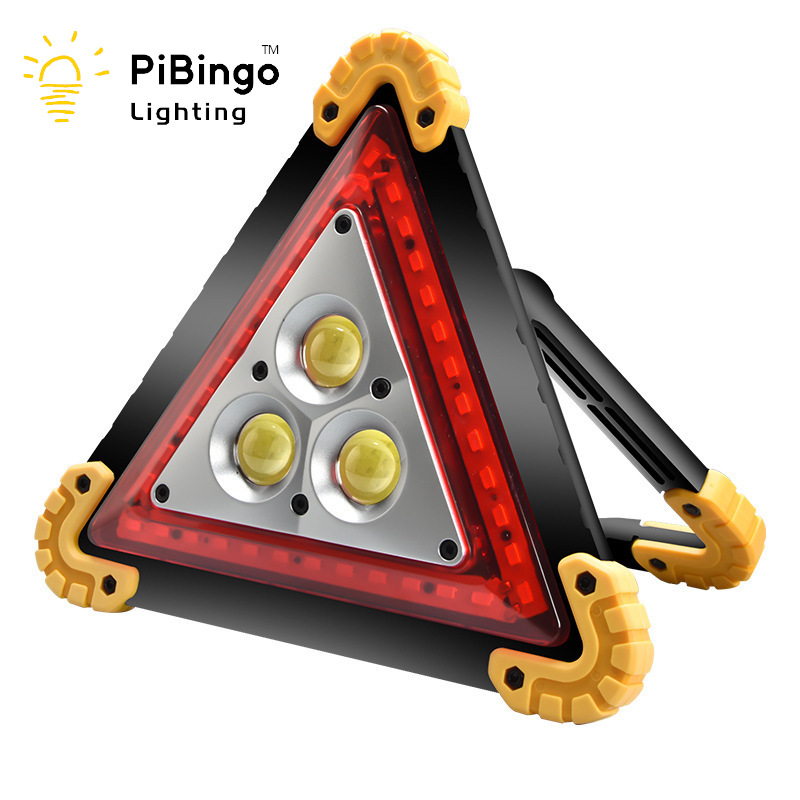 Wholesale of triangular floodlights, car red light warning floodlights, COB LED, USB charging portable lights full figure