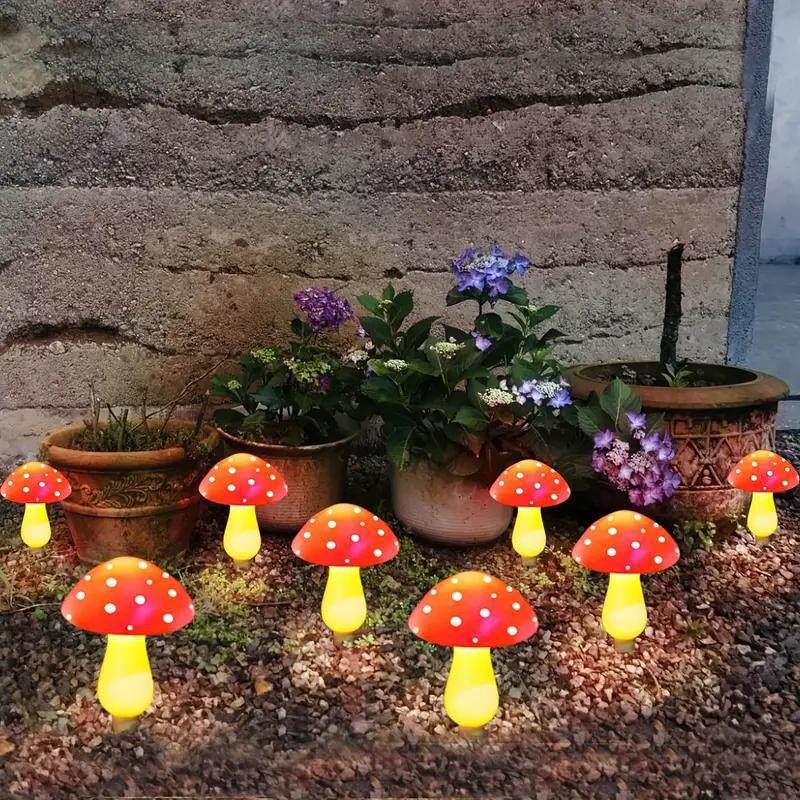 Solar-powered mushroom lamps, outdoor waterproof design, courtyard, garden, park, scenic area, lawn lamps, night lights details Picture