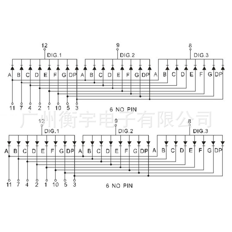 0.28-inch 3-digit digital tube, red digital tube 2381AS(common cathode), manufacturer offers better prices for large quantities Item Picture