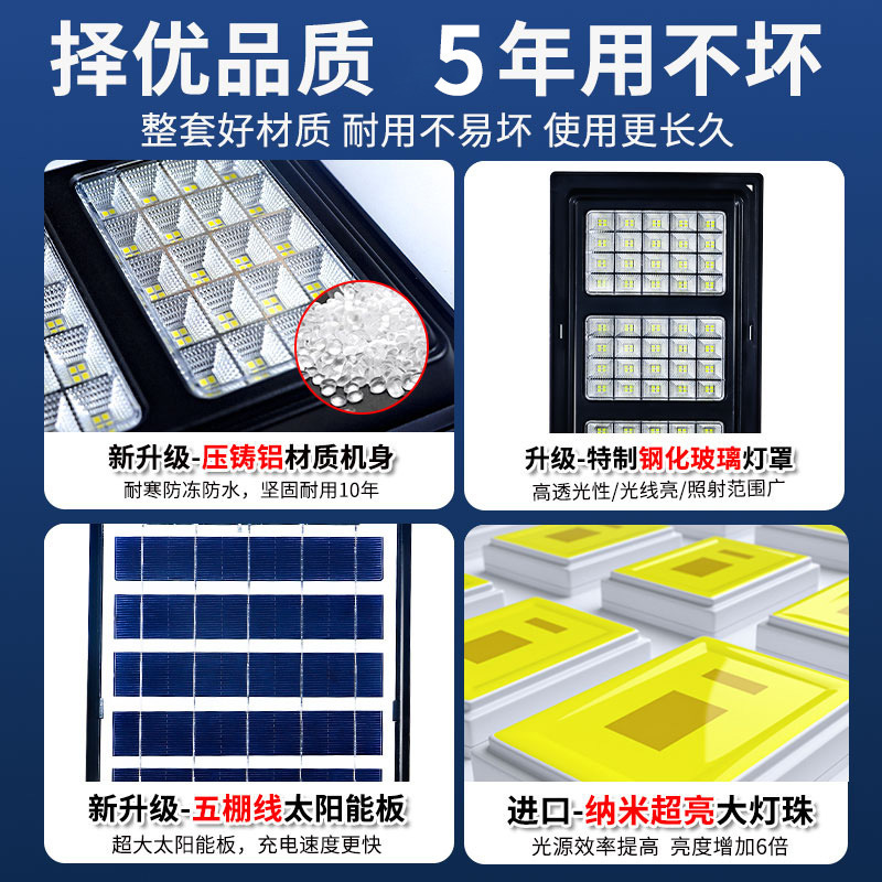 Engineering model solar waterproof outdoor garden lamp, ultra-bright led lamp, human body sensing high-power integrated street lamp details Picture