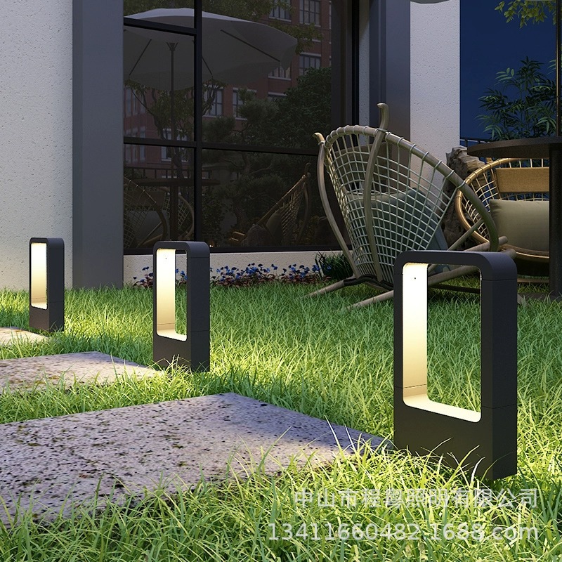 Modern and simple LED outdoor door-shaped lawn lights, courtyard lights, acrylic waterproof villa community courtyard landscape lights full figure