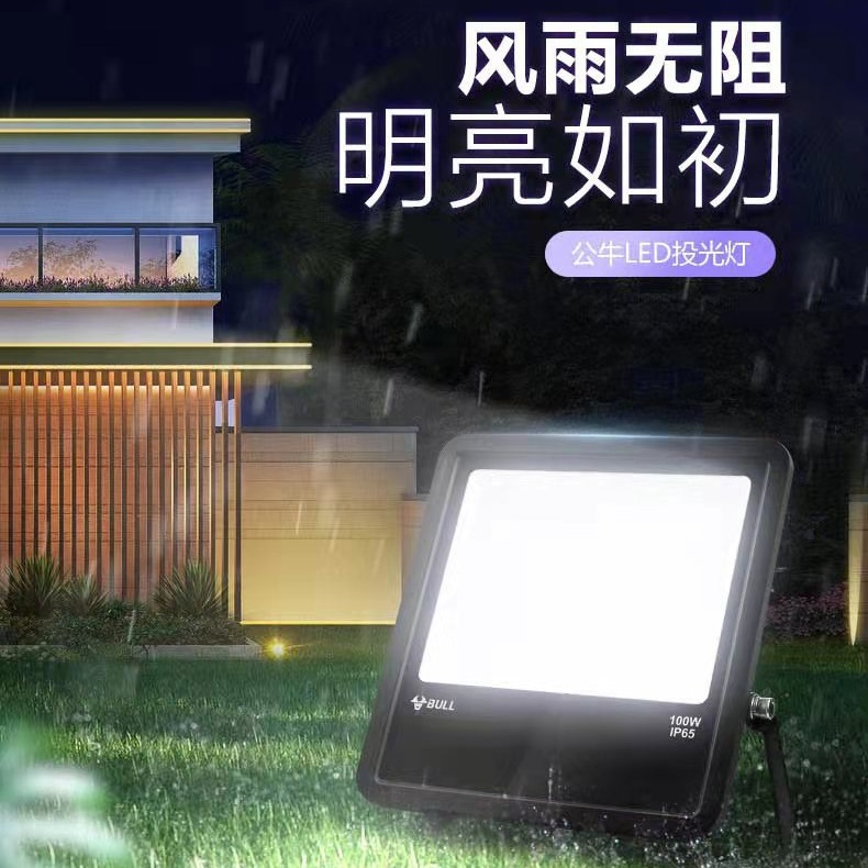 Bull LED floodlights, ultra-bright waterproof advertising sign lighting, outdoor spotlight, garden lights, spotlights, floodlights Specification drawing